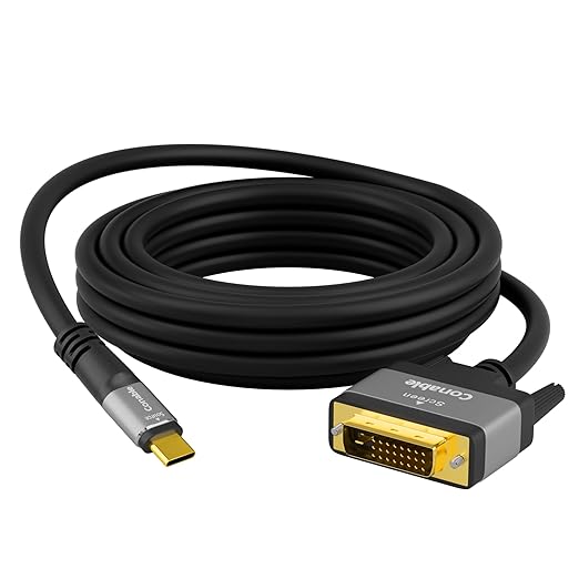 4K USB C to DVI Cable 10FT, USB Type-C to DVI-D Adapter Cord, (Thunderbolt 3/4) Compatible with iPhone 16/15 Series, MacBook Pro/Air, iPad Pro, iMac, Galaxy S24, XPS, Surface Book 3 and More, Real 4K