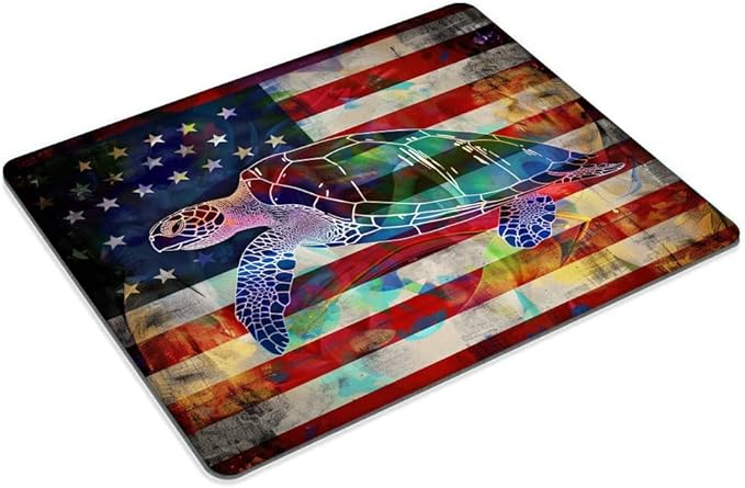 Square Mouse Pad Colorful Sea Turtle and National Flag-1,Gaming Mouse Pads for Desk,Soft Computer Waterproof Non-Slip Mouse Mat