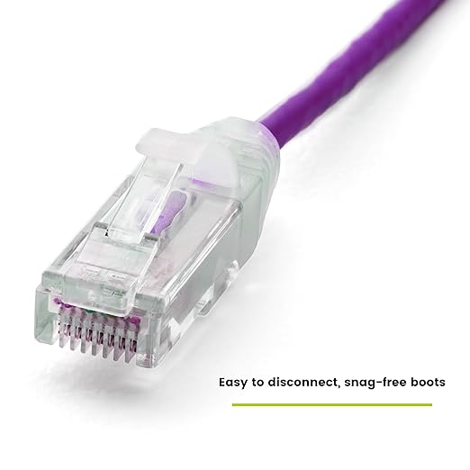 TRUECABLE Cat6 Component Rated Patch Cable, Unshielded (U/UTP), 14ft, Purple, 28AWG Solid Copper, Snagless 10G High-Speed Ethernet Cable, PoE++ 4PPoE 100W, UL Listed, RoHS-3, 5 Pack