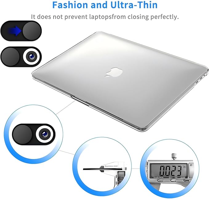 Metal Webcam Cover Slide[4 Pack Black], 0.022in Camera Cover for Laptop Computer, MacBook Pro/Air iMac iPad Tablet iPhone 8/7/6 Plus, Web Camera Blocker Protect Your Privacy [4 Pack Black]