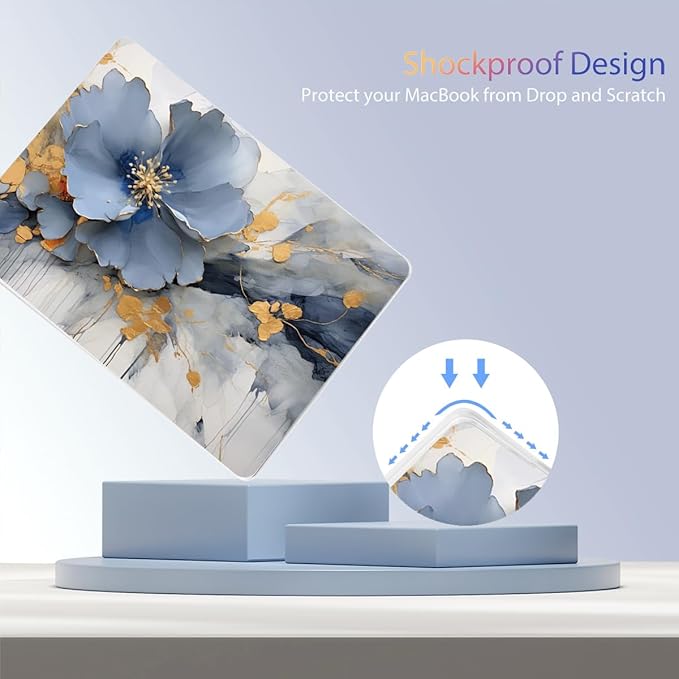 Teryeefi Compatible with A2681 A3113 A3240 MacBook Air 13.6 inch Case M2 M3 M4 Release 2022-2025,Protective Slim Cover + Keyboard Cover+OTG Adapter for 13.6 inch MacBook Air Liquid Retina, Art Florals