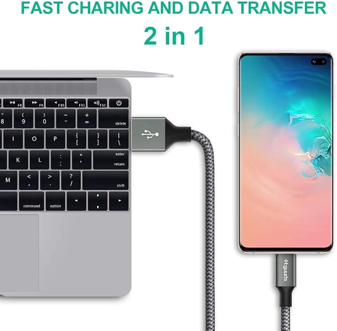 Long USB C Cable [12ft, 2-Pack], etguuds Fast Charging USB A to Type C Charger Cable Braided for Samsung Galaxy S22 S21 S20 Ultra 5G S10 S10E S9 Note 20 10 9, A10e A20 A33 A32 A50 A70, LG, Moto, Pixel