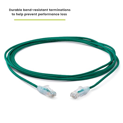 TRUECABLE Cat6 Component Rated Patch Cable, Unshielded (U/UTP), 10ft, Green, 28AWG Solid Copper, Snagless 10G High-Speed Ethernet Cable, PoE++ 4PPoE 100W, UL Listed, RoHS-3, 1 Pack