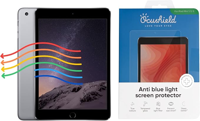 Ocushield Anti Blue Light Tempered Glass Screen Protector for Apple iPad Mini 1/2/3 (7.9") - Blue Light Filter for iPad - Anti Glare - Protect Your Eyes & Improve Sleep
