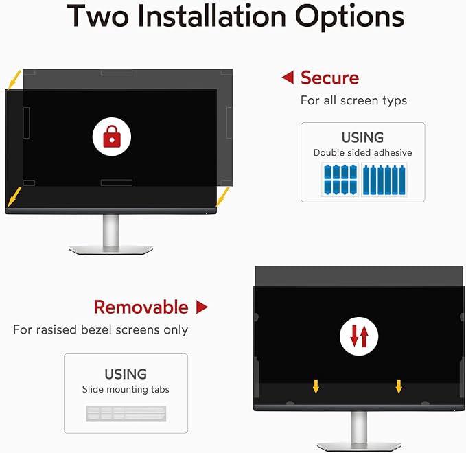 bersem 2 Pack 21.5 Inch Monitor Computer Privacy Screen Filter for 16:9 Ratio,Removable Monitor Anti-Glare & Privacy Filters for 21.5 Inch, Anti Blue Light, Anti-Spy, Anti-Scratch, UV-Blocking