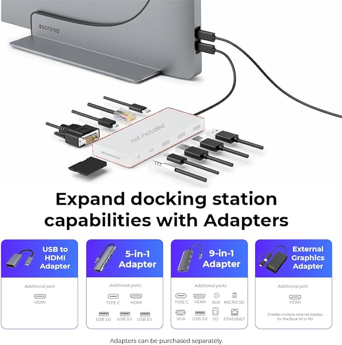 Dock for 15" Apple MacBook Air - Docking Station - Connect Dual Displays with Two Thunderbolt 4 USB-C Ports - Mac Docking Station Hub - Supports MacBook Air 15" (M2 2023 & M3 2024)