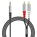 RCA to 3.5mm AUX Cable, (1.5M/4.9Feet) 3.5mm 1/8 to RCA 2-Male Headphone Jack Adapter Y Splitter Premium Stereo Audio Cord for Smartphones, Tablets, HDTV,or MP3 Players, Speakers