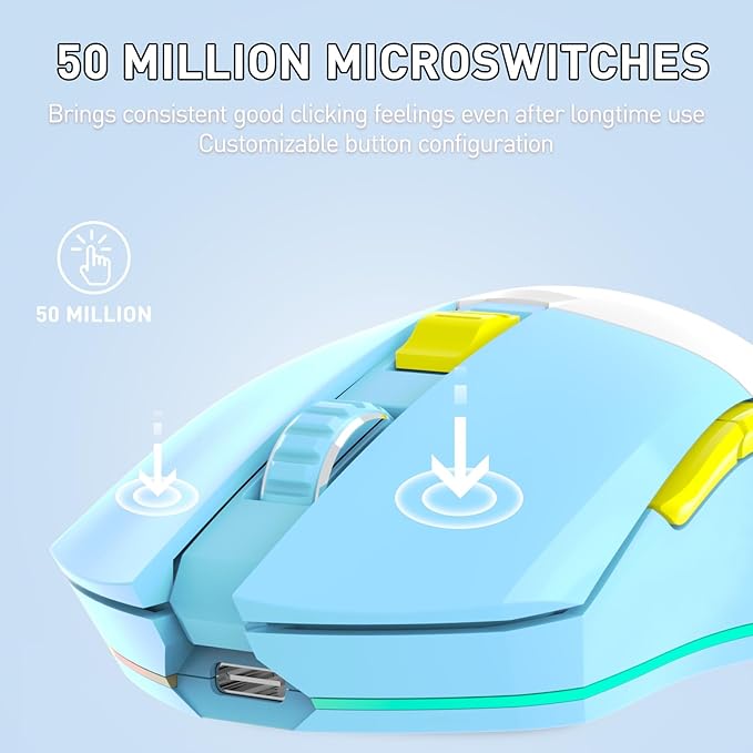 DAREU EM901X Wireless Gaming Mouse with Charging Dock Rechargeable RGB,12K DPI,7 Programmable Buttons High-Precision Sensor [300IPS] [1000Hz] for PC Notebook Mac