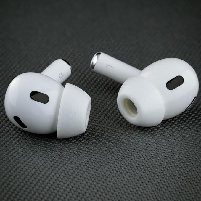 Comply TrueGrip MAX | Premium Memory Foam Replacement Earbud Tips for Apple AirPods Pro 1 & 2 | Long Lasting Comfort, Extreme Durability, Secure Fit, Superior Noise Isolation| White (S/M/L) (3 Pairs)