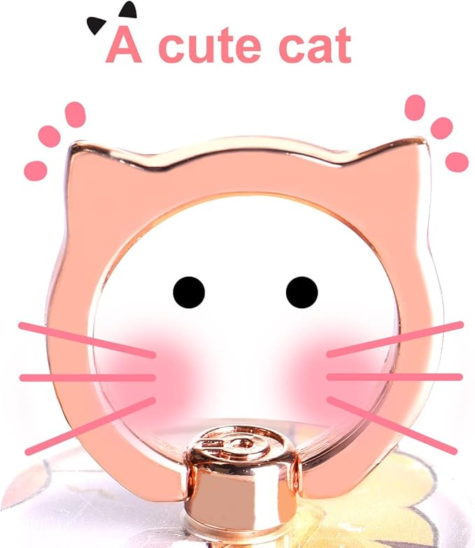 Cat Phone Ring Holder - EI Sonador Clear Cell Phone Ring Holder Transparent Stand Finger Grip (2 Silver Cat)