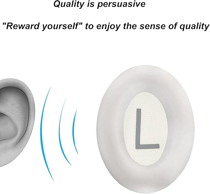 Replacement Ear Pads for Bose QuietComfort 45 (QC45) Headphones, Ear Pads Cushions with QCSE (QC SE)/New QC Wireless High-Density Noise Isolation Foam, Made Soft Protein Rubber Leather