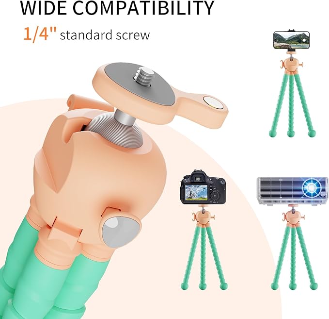 Phone Tripod with Wireless Remote - 2 in 1 Replaceable Flexible Tripod for iPhone, Portable Selfie Stick for Video Recording Vlogging - Compatible with iPhone Android Go Pro, Digital Camera