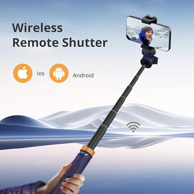 Sensyne 72" Phone Tripod, Extendable Selfie Stick with Detachable Phone Holder Compatible with All Cell Phones/Camera Blue