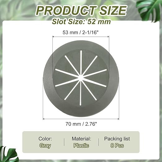 PATIKIL Desk Grommet 2-1/16", 8 Pcs Round Cable Grommet Cord Hole Cover with Adhesive Tape Flexible Table Wire Organizer for Office Home Table Countertop, Gray