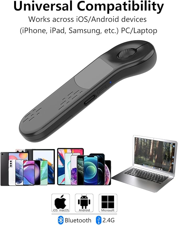 Rechargeable Air Mouse for PC/iOS/Android with Touchpad Wireless PPT Presenter with Bluetooth 2.4G, Works with PowerPoint/Keynote/TikTok/Camera/Kindle App (Black)