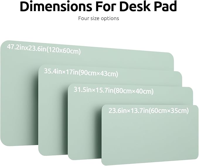 YSAGi Leather Desk Protector, Office Mat, Large Mouse Mat, Non-Slip PU Leather Blotter, Laptop Desk Pad, Waterproof Writing Pad for Office and Home (Pale Green, 47.2" x 23.6")