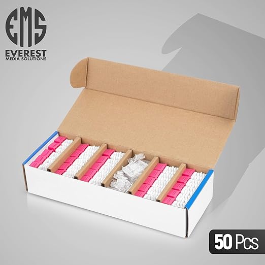 Everest 90° Angled RJ45 Cat6A Keystone Jacks 50-Pack in Pink - Slim Profile Female RJ45 Connectors - Cat 6A Keystone Jack - Compatible with 90° Angled Speed Termination Tool - easyJACK (B094WB91H3)
