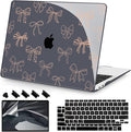 Teryeefi Case for MacBook Air 13 inch 2020 2019 2018 fits Model M1 A2337 A2179 A1932 with Retina Display with Touch ID, Plastic Hard Shell & Keyboard Cover & Screen Protector, Gold Bows A003