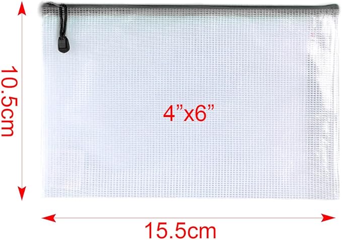 Oaimyy-4 x 6-20 Pcs-Plastic Mesh Zipper Pouch Document Folders Bag Zip File Bags for Office Supplies,Home,Travel Storages,Puzzle Board Games Storage- (Black)
