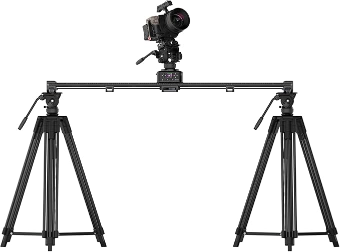 Zeapon AXIS 100 (2-axis) Multi-axis Motorized Camera Slider, 39''/ 100cm DSLR Carbon Fiber Electric Track, LCD Screen APP Control, Pan Head for 360° Panoramic Time-Lapse Follow Focus