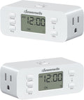 DEWENWILS 24 Hour Programmable Digital Timer Outlet, 2 Pack Timers for Electrical Outlets, Indoor Light Timers for Lamp Fan Aquarium, 2 Grounded Outlet, 125V/15A Resistive/1000W Tungsten, 3 Prong