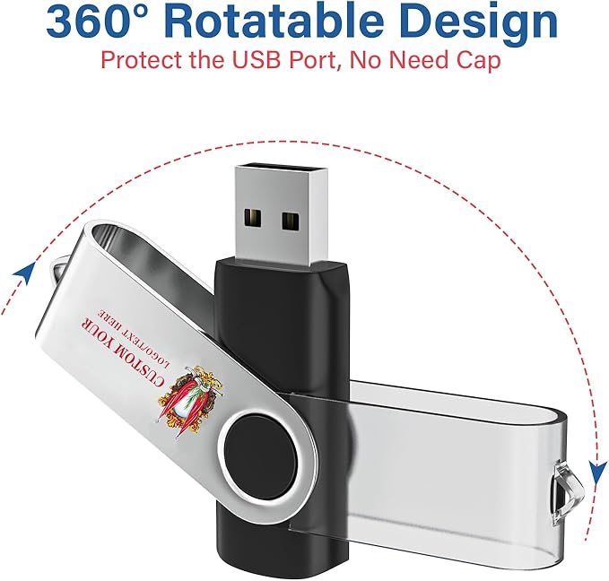 Personalized Flash Drives 4GB, Wooolken Customizable USB 2.0 Thumb Drives 10/20/50/100 Pack, Logo Memory Stick Custom Flash Drive Engraved Logo (Mixcolors)