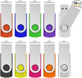 KOOTION 64GB USB 2.0 Flash Drives 10 PCS Memory Stick Swivel Thumb Drives Pen Drives (Mixcolored)