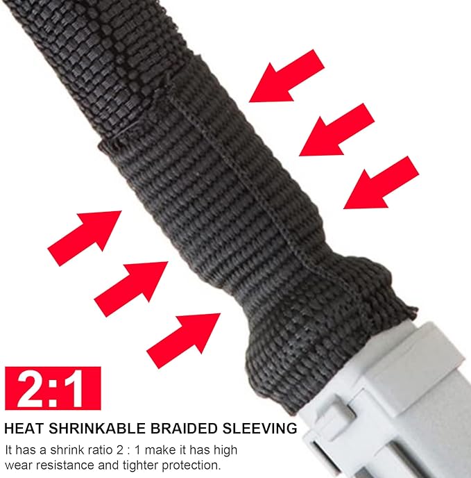 Heat Shrinkable Braided Sleeving 2:1 Ratio- Abrasion Protection Flexibility Wiring Harness Cable Sheath (3/4" ID, 16ft)