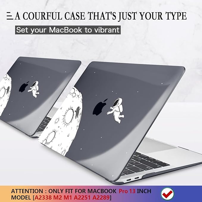CISSOOK Black Astronaut Case Compatible with MacBook Pro 13 Inch 2020-2025 Release A2338 A2251 A2289, Plastic Hard Shell with Keyboard Cover for MacBook Pro 13 M2 M1 with Touch Bar