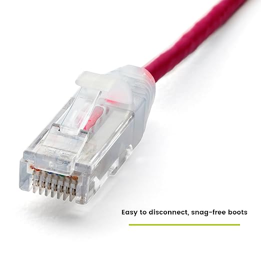TRUECABLE Cat6 Component Rated Patch Cable, Unshielded (U/UTP), 6in, Red, 28AWG Solid Copper, Snagless 10G High-Speed Ethernet Cable, PoE++ 4PPoE 100W, UL Listed, RoHS-3, 1 Pack