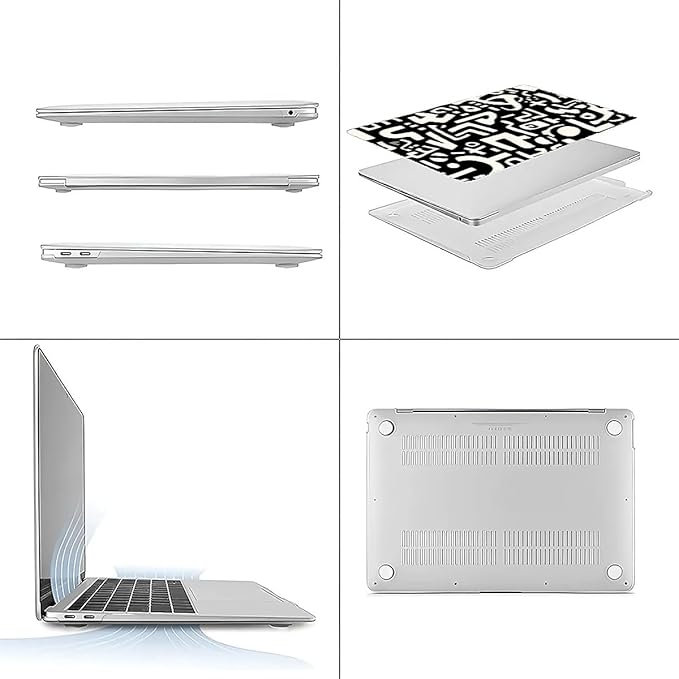 Compatible with MacBook Air 13.3 13.6 Inch Case 2022 2021 2020 2019 Plastic Hard Shell Case Cover,13.3 Pro(A1706/A1708/A1989/A2159/A2289/A2338), Black and White Letters