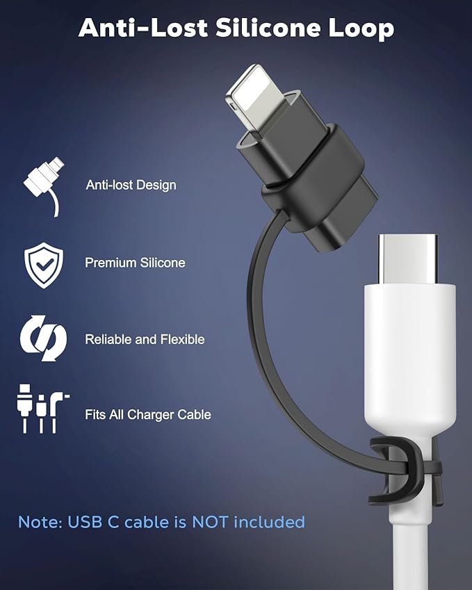 MoKo USB C to Lightning Adapter, Not for Audio/OTG, Lightning Male to USB C Female Adapter for iPhone 14/13/12/11/X Series, iPad/AirPods, Support Charging & Data Sync, with Anti-Lost Loop, Black