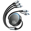 CAFELE 100W Retractable USB C Cable, 6-in-1 Multi Charging Cable, USB A/C 5A Fast Charger Cord for Multiple Devices with Type C/L/Micro Ports for Phone 16 15 14 Pro Max, S24/S23, McBook, Pad (3.6ft)