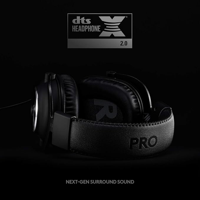 Logitech G Pro X Wired Gaming Headset: Blue VO!CE Detachable Boom Mic, DTS 7.1, 50 mm Drivers, USB/3.5mm Aux, Spare Memory Foam Ear Pads, USB DAC & Bag Included - Black