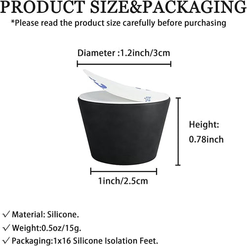 1.2" Silicone Non-Skid Speaker Pads-16Pack, Adhesive, for Small Speakers, Turntable, Subwoofer Isolation Feet, Reduced Resonance & Vibration
