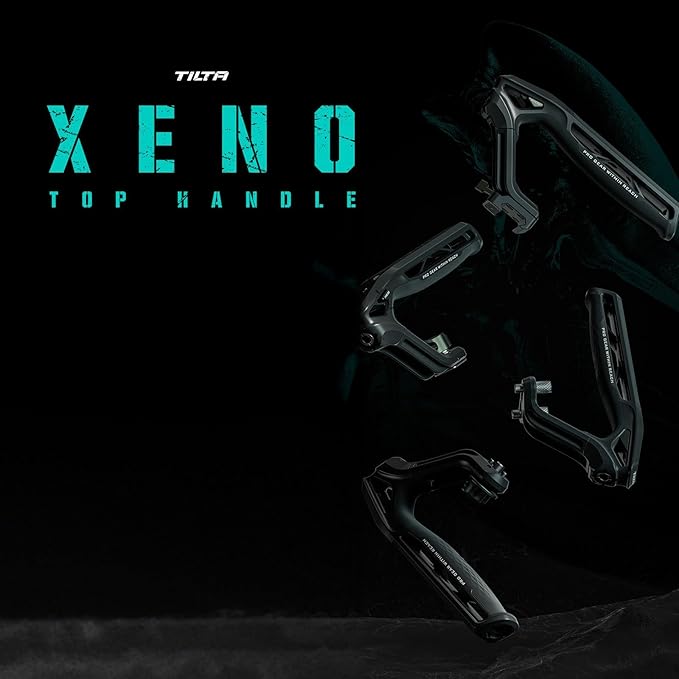 Tilta Xeno Top Handle for Filmmakers & Cameras- Black | Aluminum Alloy and Silicone Build | 1/4″-20 Threads w/Locating Points | Safety Release Pin | Comfortable Handling (1/4"-20 w/Locating Pins)