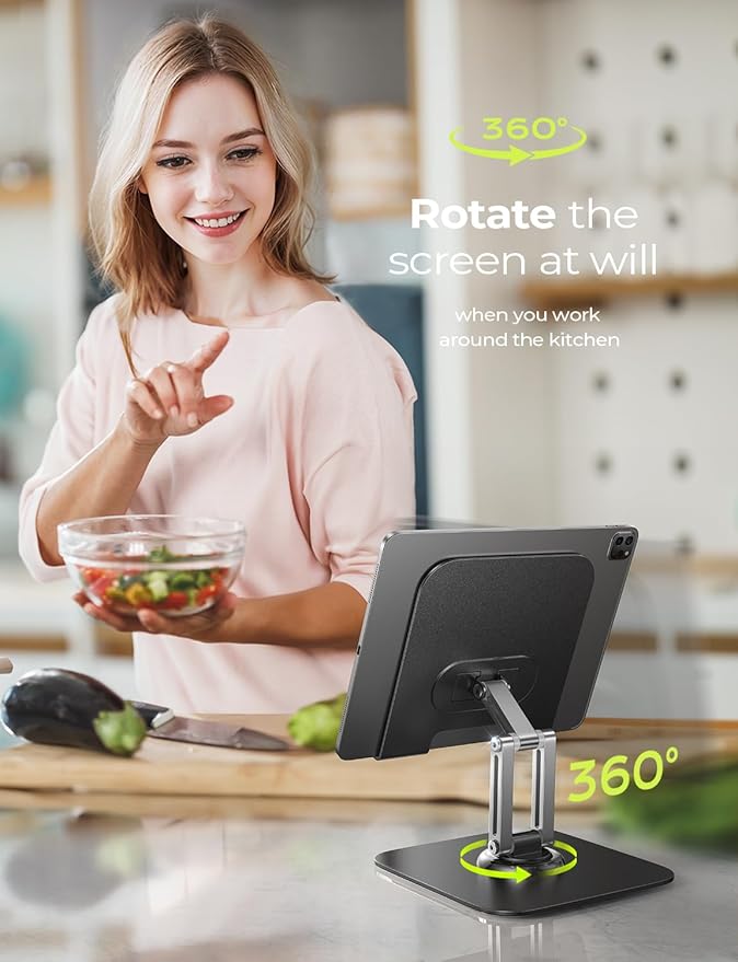 LISEN for iPad Stand Holder Adjustable Tablet Stand for Desk, 2025 for iPad Accessories Rotating Display Stand PC Office Accessories for Desk Women Kindle Table Mount/PS/Switch iPhone 12.9"-4.7"