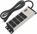 CCCEI Heavy Duty Power Strip Surge Protector 20 AMP, 8 Outlets 12 Gauge Industrial Shop Garage Metal Multiple Outlets, 10 FT Extension Cord 5-15P Adapter High Amp 6-20R T-Slot 20a for Appliance
