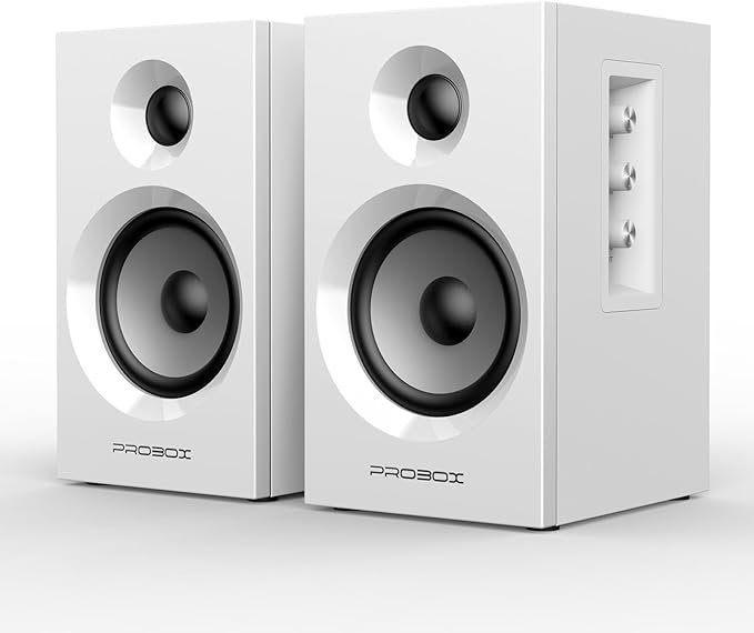 BT16 Active Bookshelf Speakers 3.5" Woofer with 1" Tweeter, 60W RMS-Bluetooth 5.3, Built-in 24bit DAC USB Dynamic 3D 2.0 Surround Sound, Computer Gaming PC Speakers - White