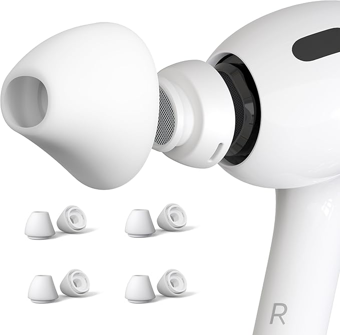 4 Pairs Ear Tips for AirPods Pro 1 & 2 [Relief Pain] [Fit in Case] Noise Cancellation Add Grip Sport Earbuds [US Patent Registered] (Large)