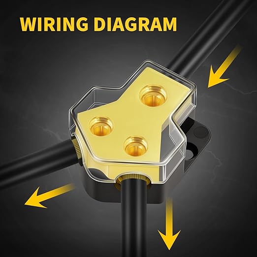 12V Power Distribution Block Car Audio 2 Way 0/2/4 Gauge in 4/6/8 Gauge Out, Premium Ground Distribution Block 12 Volt Amp Distribution Block Splitter for Automotive Car Marine Boat (4 Pack)
