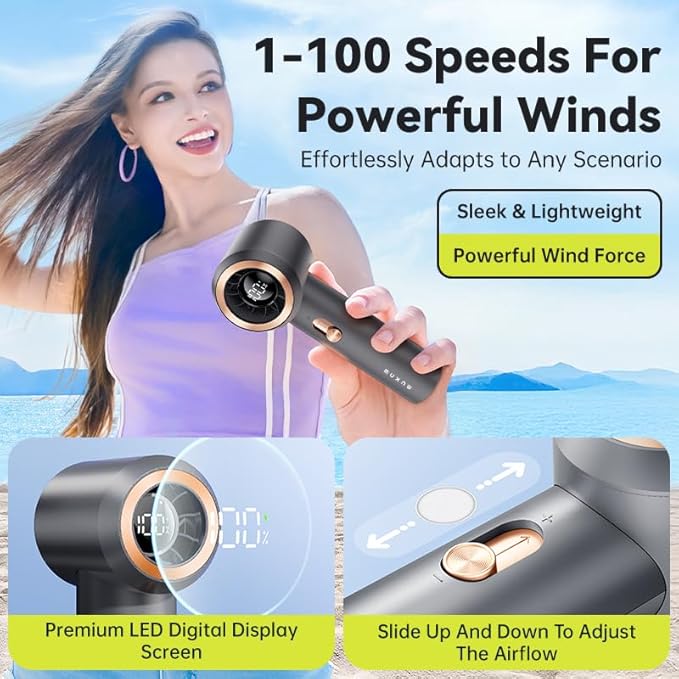 Portable Fan For Travel Mini: Small Pocket Handheld Personal Rechargeable Battery Operated USB High Speed Keeping Cool In Hot Weather Summer Beach For Women (gray)