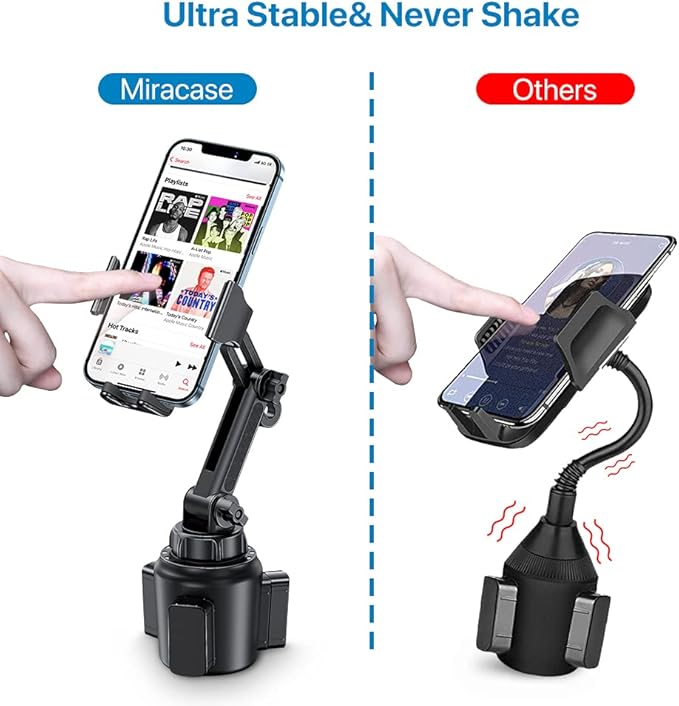 Miracase [Upgraded Version Cup Phone Holder for Car, Universal Adjustable Long Neck Car Phone Mount Cradle Friendly Compatible with iPhone Samsung Google and All 4.0-7.0 inches Smartphones