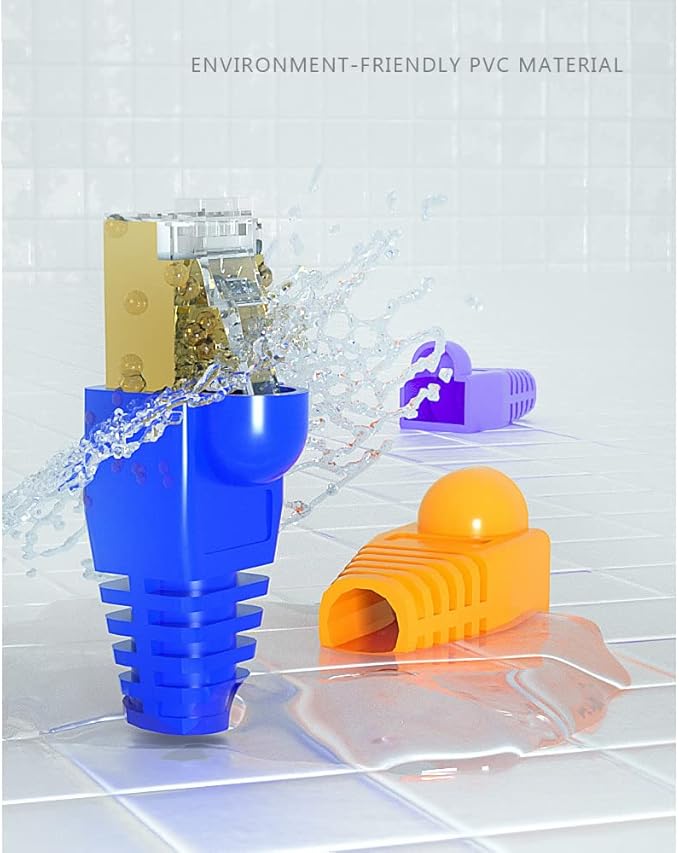50 Pcs Cat5 Cat5E Cat6 Strain Relief Boot, RJ45 Plug Connector Cover Modular Network Plug Connector Cap Cable Connector Boots, Yellow