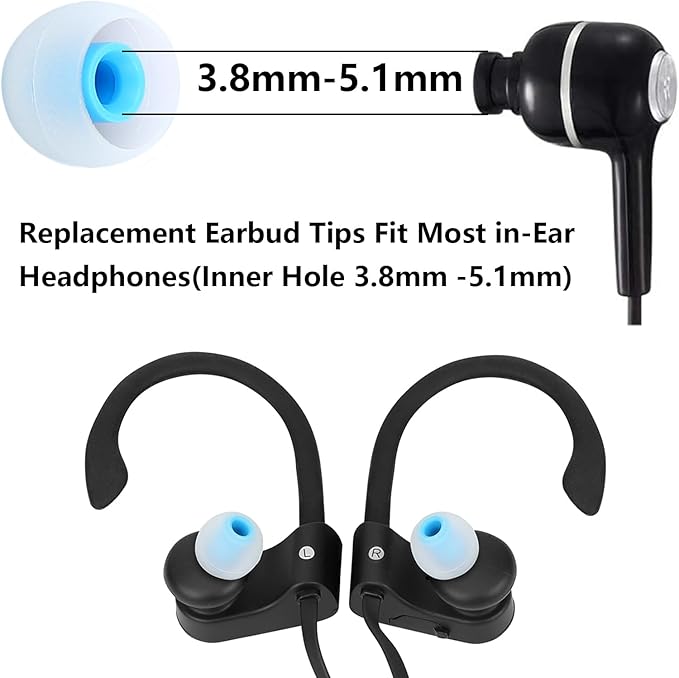 Earbud Replacement Tips Silicone Earbud Tips Earbud Covers Fit for in-Ear Headphones (Inner Hole 3.8mm -5.1mm) Ear Tips Earbud Rubber Tips 9 Pairs S/M/L
