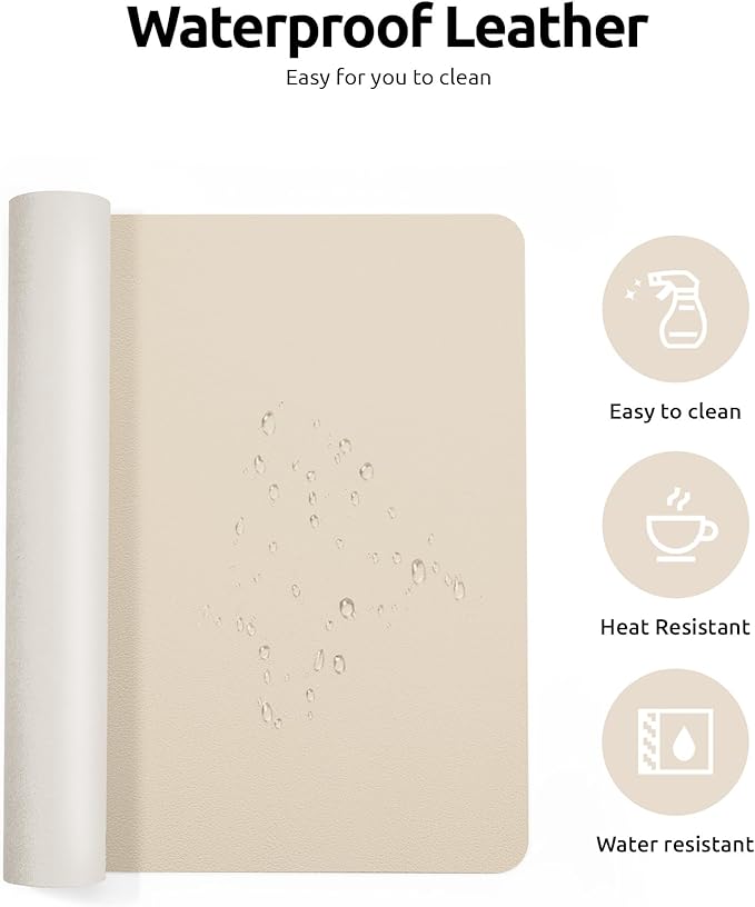 YSAGi Leather Desk Pad Protector, Office Desk Mat, Large Mouse Pad, Non-Slip PU Leather Desk Blotter, Waterproof Laptop Desk Writing Pad for Office and Home (23.6" x 13.8", Eggshell)