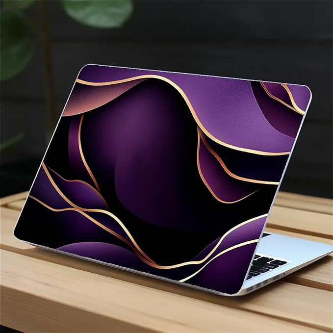 Compatible with MacBook Air 13.3 13.6 Inch Case 2022 2021 2020 2019 Plastic Hard Shell Case Cover,13.3 Pro(A1706/A1708/A1989/A2159/A2289/A2338), Purple and Gold Color Line