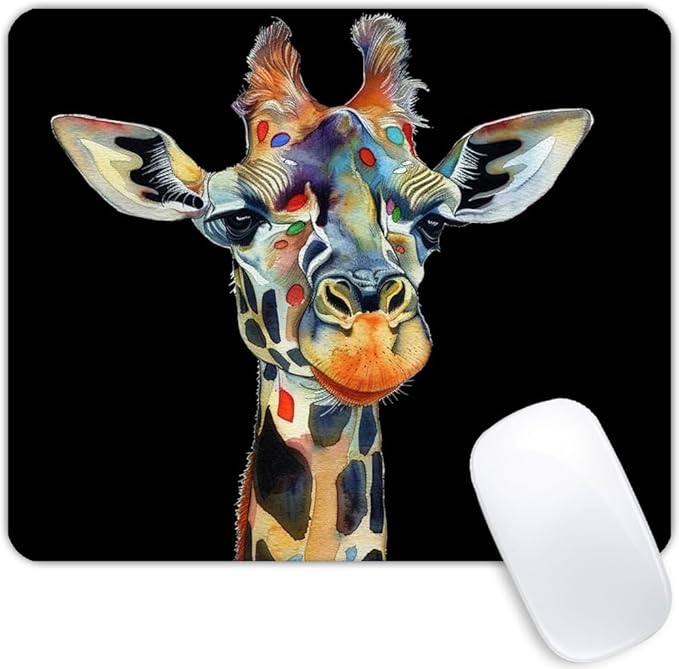 Square Mouse Pad Colorful Artistic Giraffe-1,Gaming Mouse Pads for Desk,Soft Computer Waterproof Non-Slip Mouse Mat