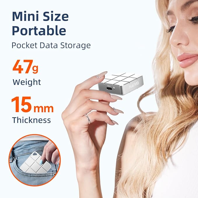 MAIWO 512GB Portable SSD External Solid State Drive Build-in M.2 2230 PCIe NVMe SSD, USB C 3.2 Up to 1050MB/s, Mini PSSD for iPhone 15/16 Pro Max MacBook Pro/Air, Aluminum (Silver)