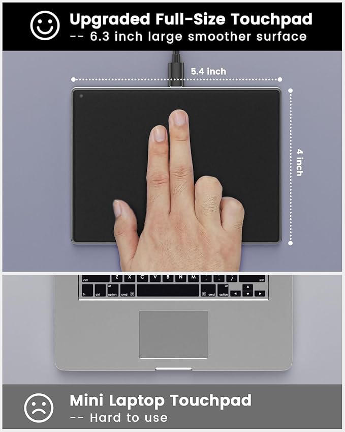 seenda Trackpad, Upgrade Smooth Glass Surface with Multi-Touch, Aluminum Slim USB Wired Win/Mac Touchpad with High Precision Navigation for Windows 10/11 Computer and iMac, MacBook Air/Pro